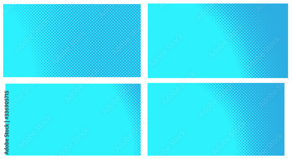 Blue pop art background. Abstract creative vector comics style blank layout template with clouds beams and isolated dots pattern. Set for sale banner, empty polka dots bubble, illustration for comic