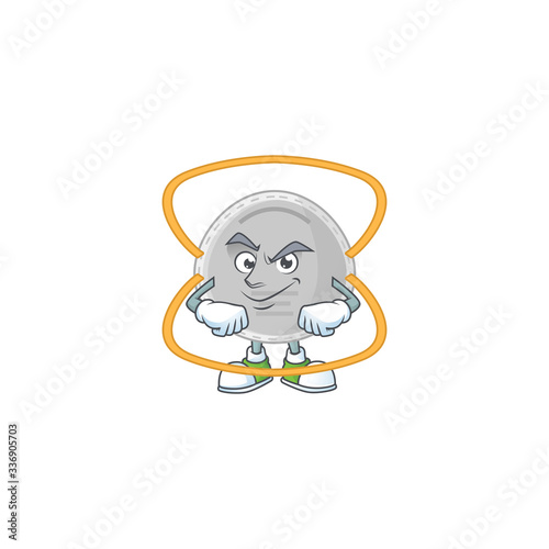 N95 mask mascot design style with grinning face