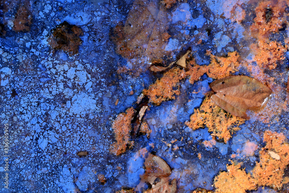 Fototapeta premium Abstract of Rusty metal Blue and yellow texture