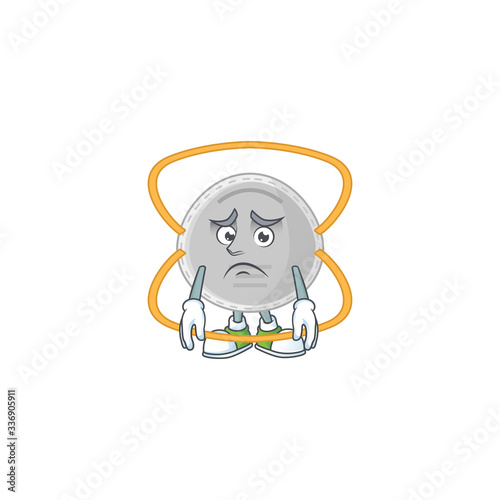 Cartoon picture of N95 mask with worried face