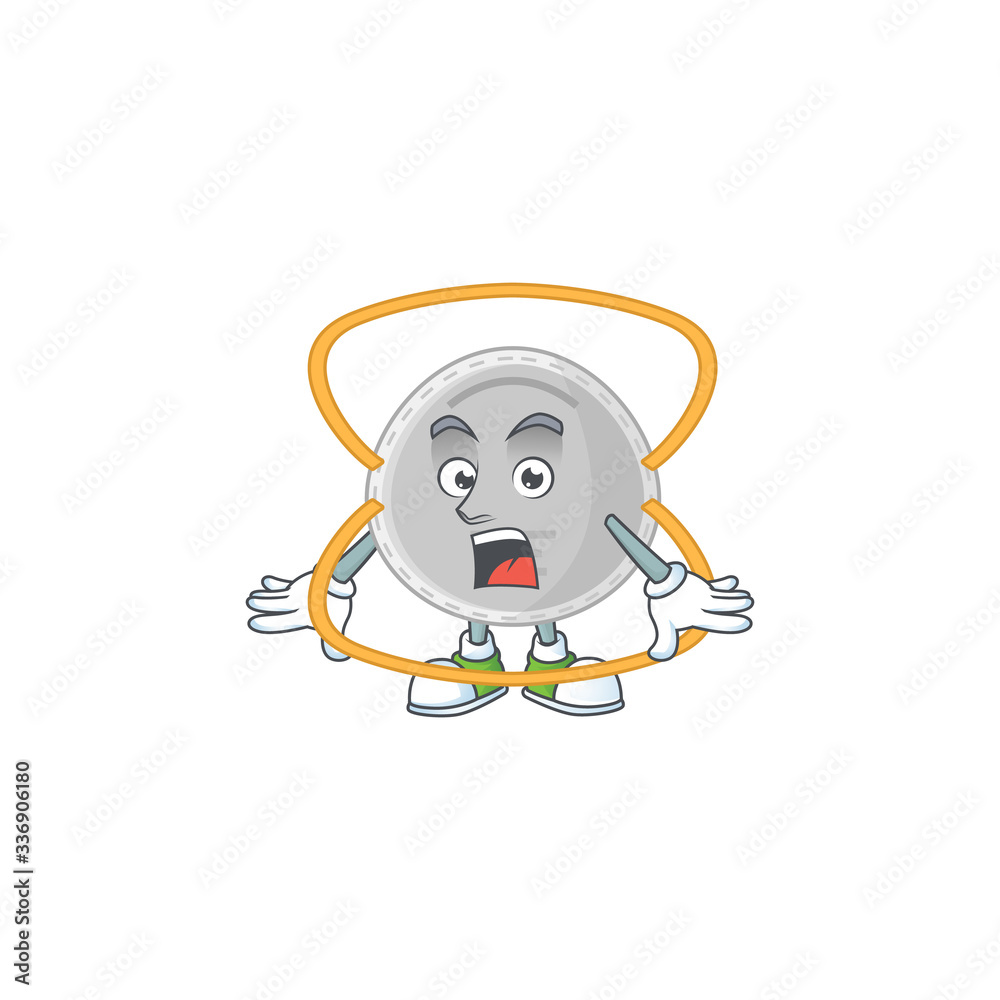 A cartoon design of N95 mask showing an amazed gesture A cartoon design of N95 mask showing an amazed gesture