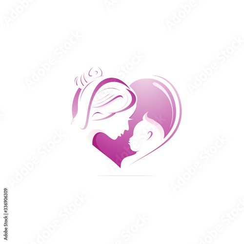 Colorful logo design baby and mommy