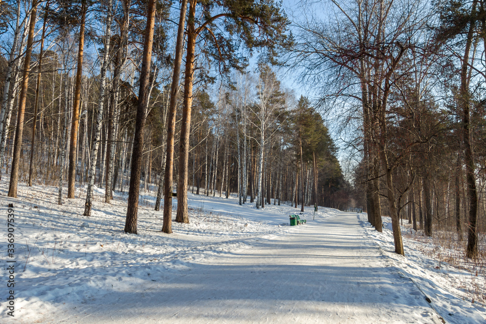 Winter landscape, road in the winter. Winter landscape, road in the winter.
