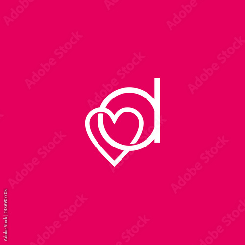 Letter D heart logo icon design vector template