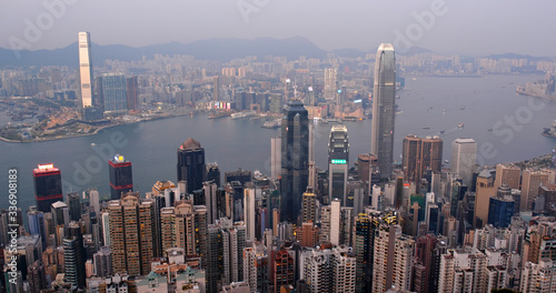 Canvas Print Hong Kong city landmark at sunset time