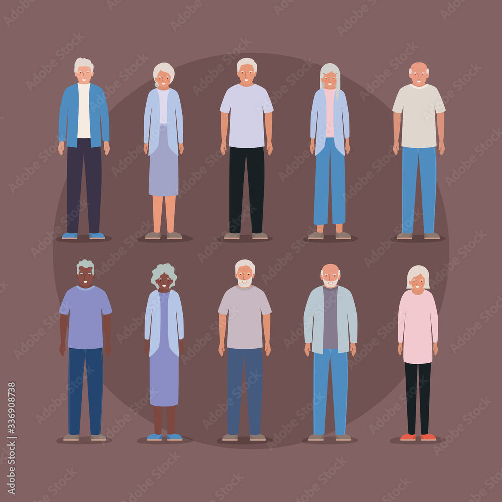 Grandmothers and grandfathers avatars vector design Grandmothers and grandfathers avatars vector design
