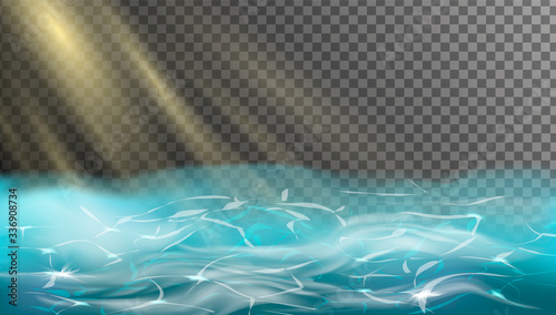 Transparent underwater blue ocean background. 