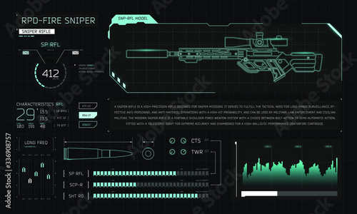 UI game sniper rifle vector  weapon infographics photo