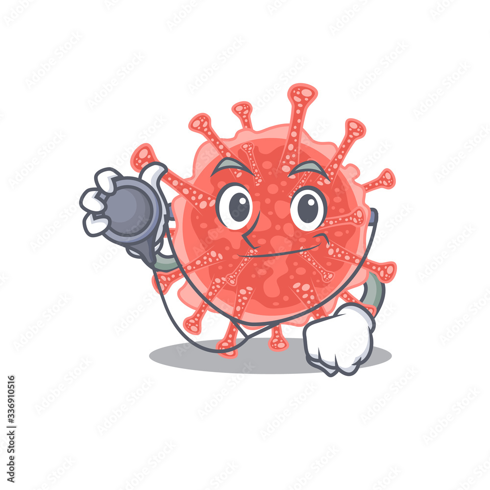 Oncovirus in doctor cartoon character with tools Oncovirus in doctor cartoon character with tools