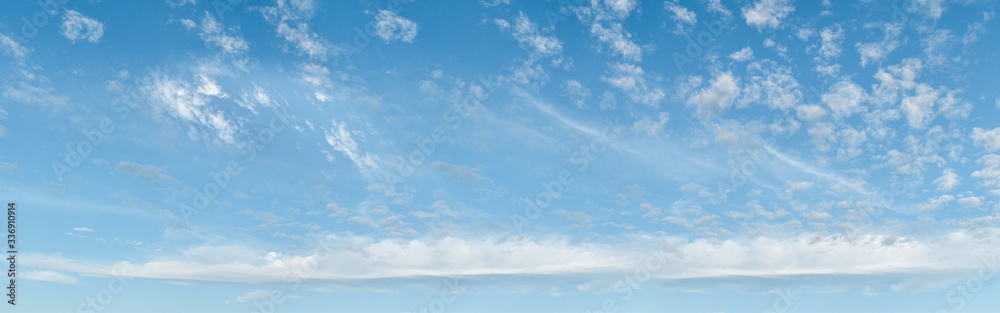 panoramic blue sky background with white clouds