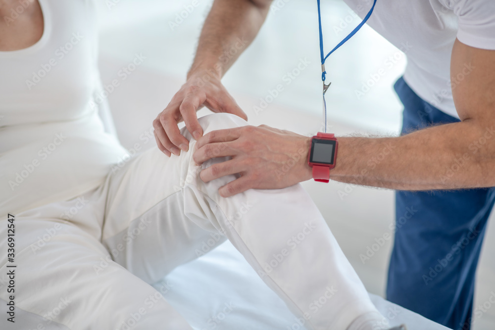 Top view of an elderly patients knee Top view of an elderly patients knee