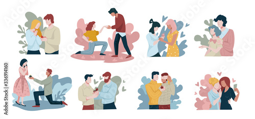 People popping question, marriage proposals of partners set