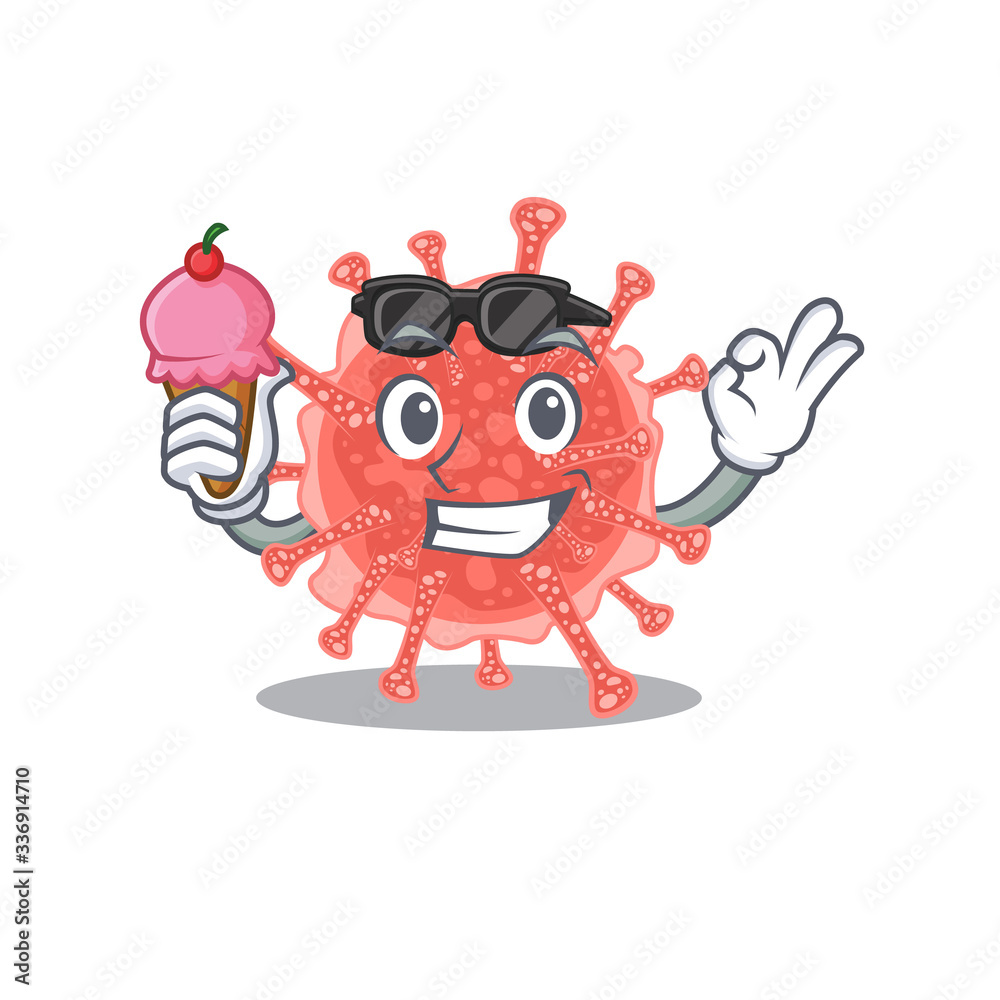 Cartoon design concept of oncovirus having an ice cream
