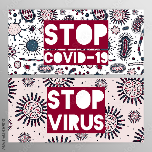 Coronovirus infection COVID-19 alert poster. 20th century pandemic,transmitted by airborne droplets.