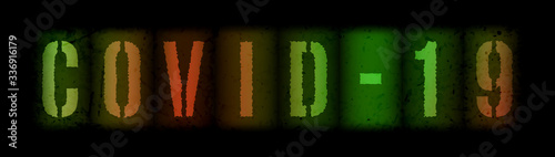 The Concept of Coronavirus. The toxic barrels or cans with the COVID-19 sign. Horizontal banner or header for the website.