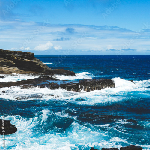 Noisy coast of Oahu, Hawaii