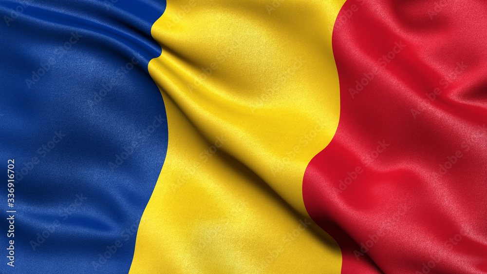 3D illustration of the flag of Romania waving in the wind. 3D illustration of the flag of Romania waving in the wind.