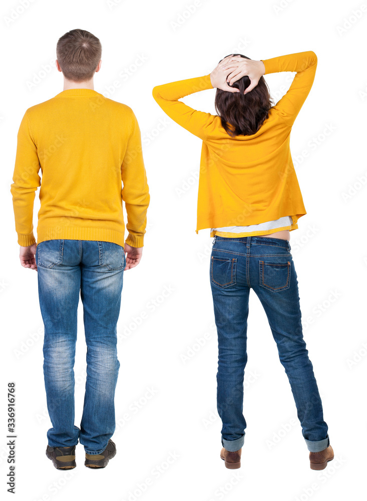 Back view couple in sweater. Back view couple in sweater.