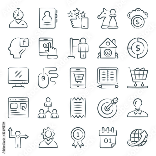 
Business And Ecommerce Doodle Icons 
