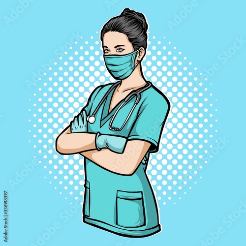 medical nurse vector logo illustration