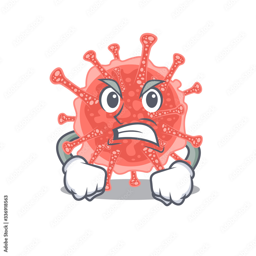 Mascot design concept of oncovirus with angry face Mascot design concept of oncovirus with angry face