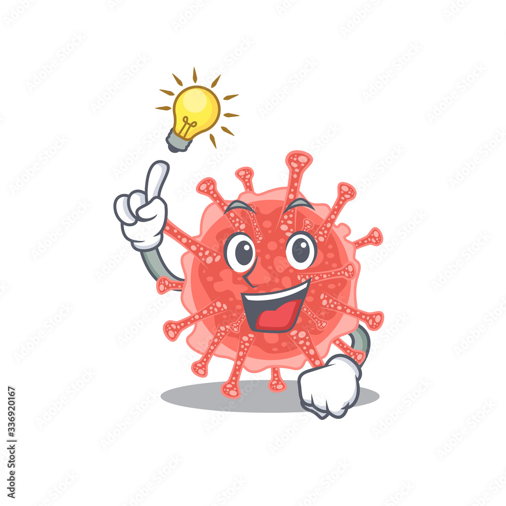 Mascot character design of oncovirus with has an idea smart gesture