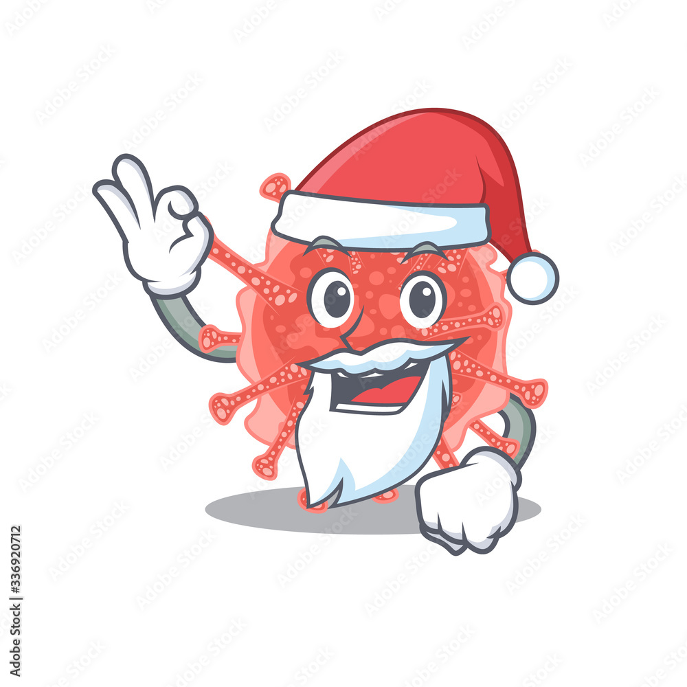 Oncovirus Santa cartoon character with cute ok finger Oncovirus Santa cartoon character with cute ok finger