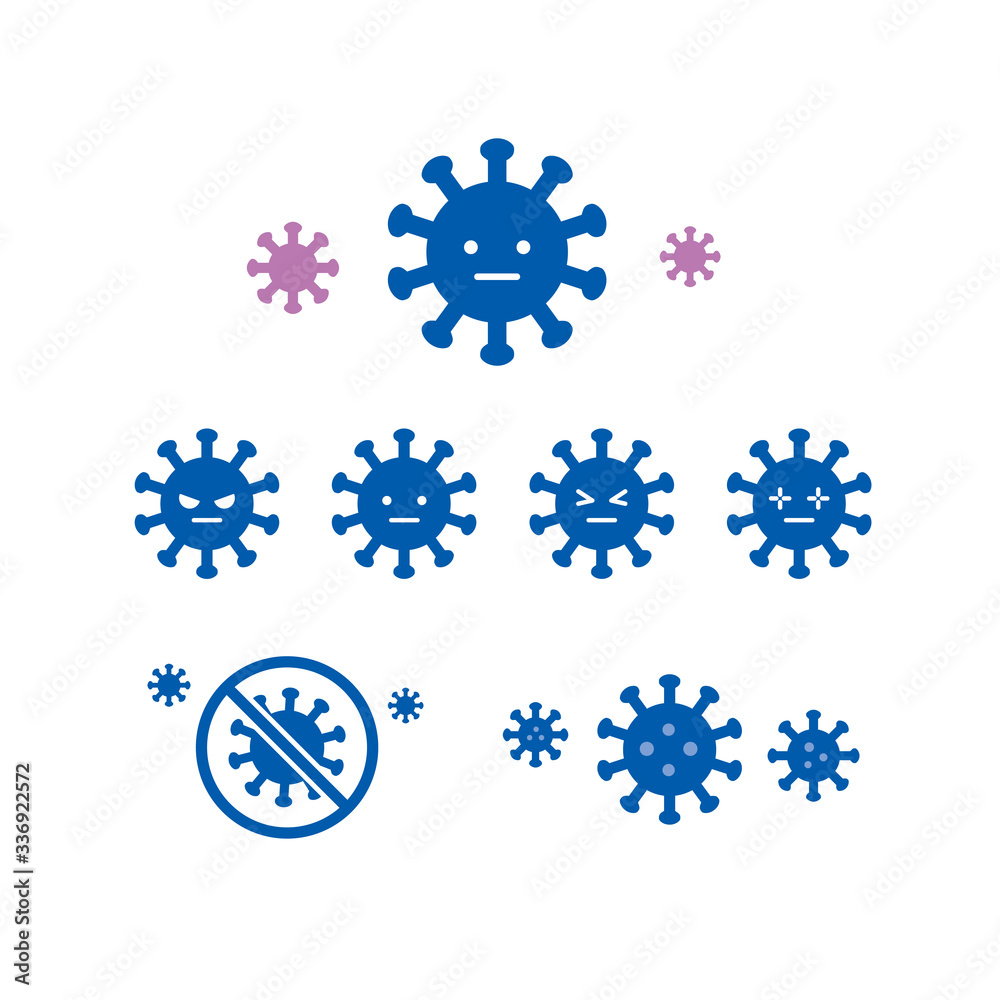 ウイルスのシンプルなアイコンイラスト 表情セット Stock Vector Adobe Stock