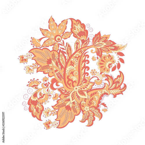 Floral Paisley colorful vector ornament. Isolated Pattern 