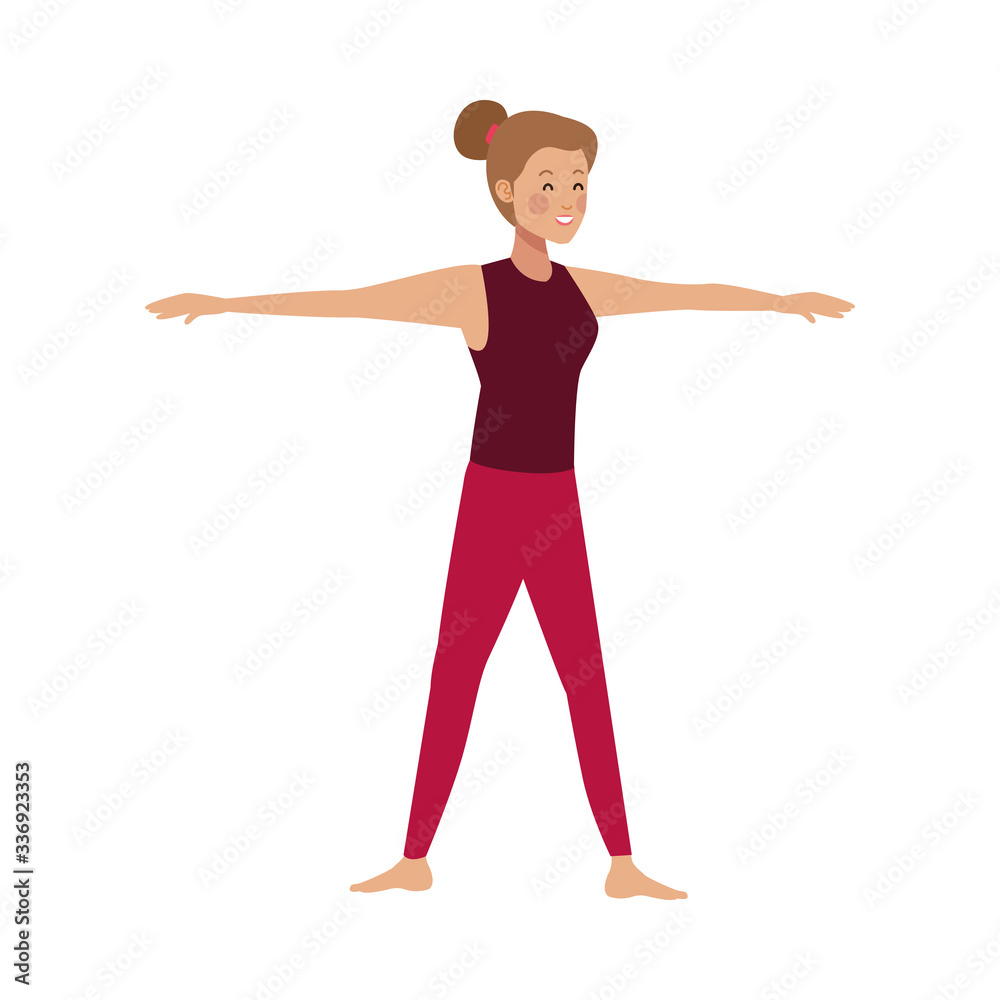 young woman practicing exercise character young woman practicing exercise character