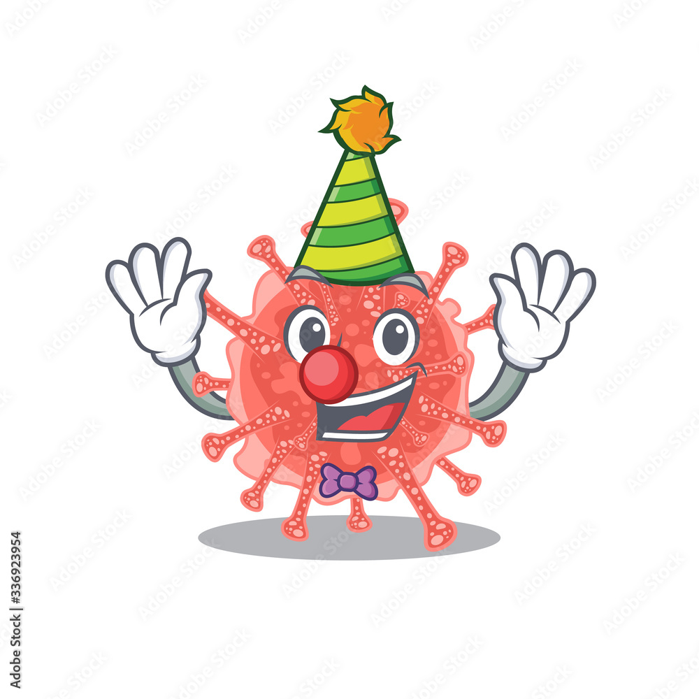 cartoon character design concept of cute clown oncovirus