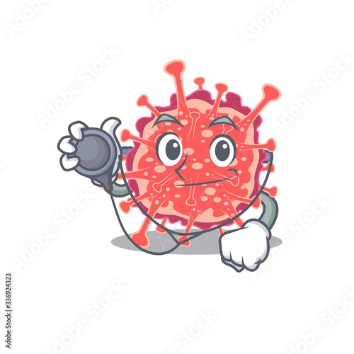 Polyploviricotina in doctor cartoon character with tools photo