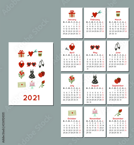 Bright design calendar 2021.