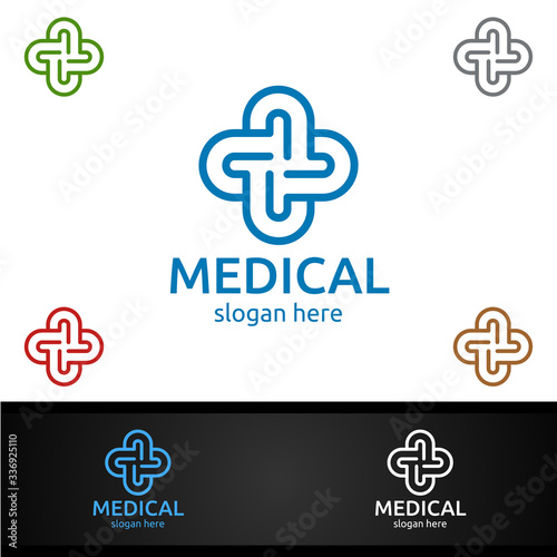 Cross Medical Hospital Logo for Emergency Clinic Drug store or Volunteers Concept