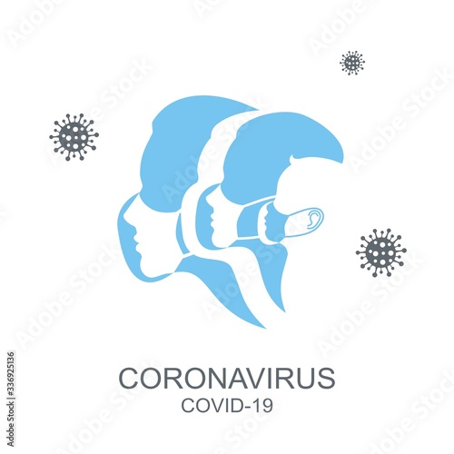 Family in medical masks icon