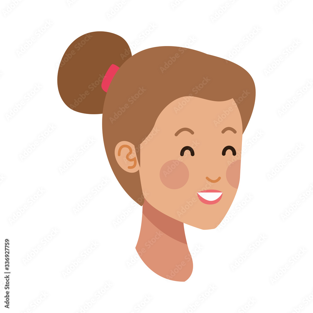 young woman head avatar character