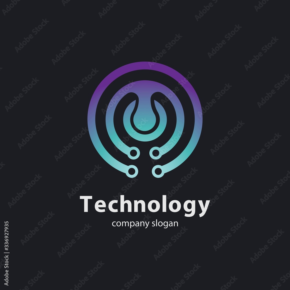 Circular technology circuit icon logo Circular technology circuit icon logo