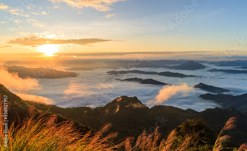 Sunset with beautiful sky and mountain