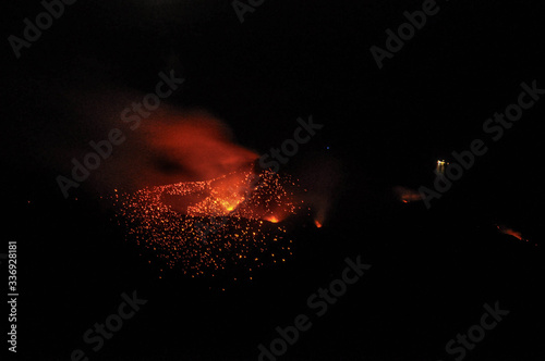 by night in the fantastic volcano Stromboli  Stromboli is considered one of the most active volcanoes in the world