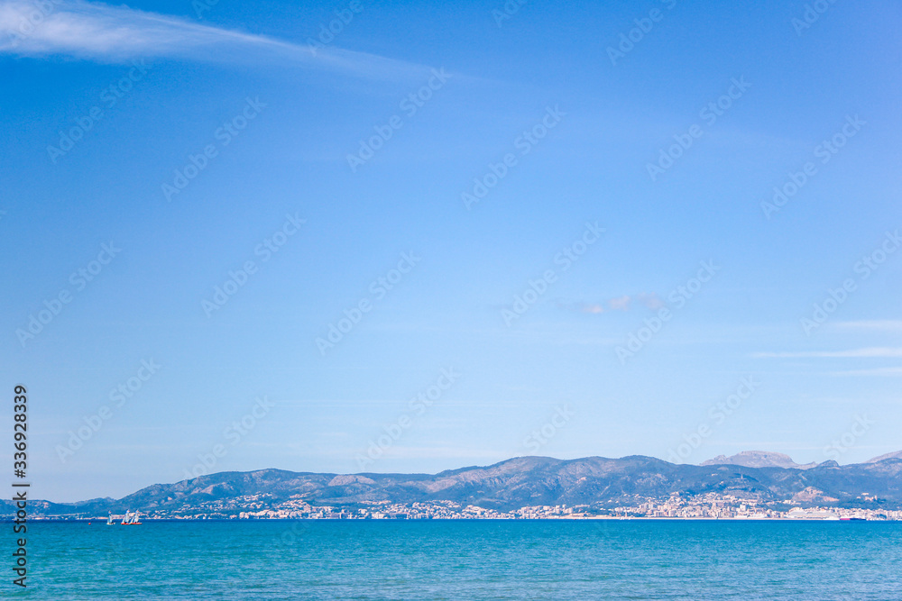 summer weather in Spain. view over beautiful idyllic coast in the south of Mallorca, Spain summer weather in Spain. view over beautiful idyllic coast in the south of Mallorca, Spain