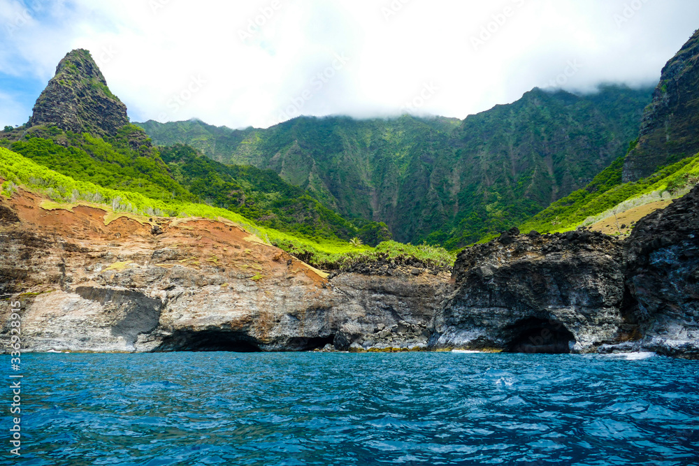 Ocean in front of Na Pali Coast, Kauai, Hawaii