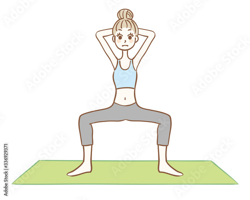 Illustration of a woman doing wide squats
