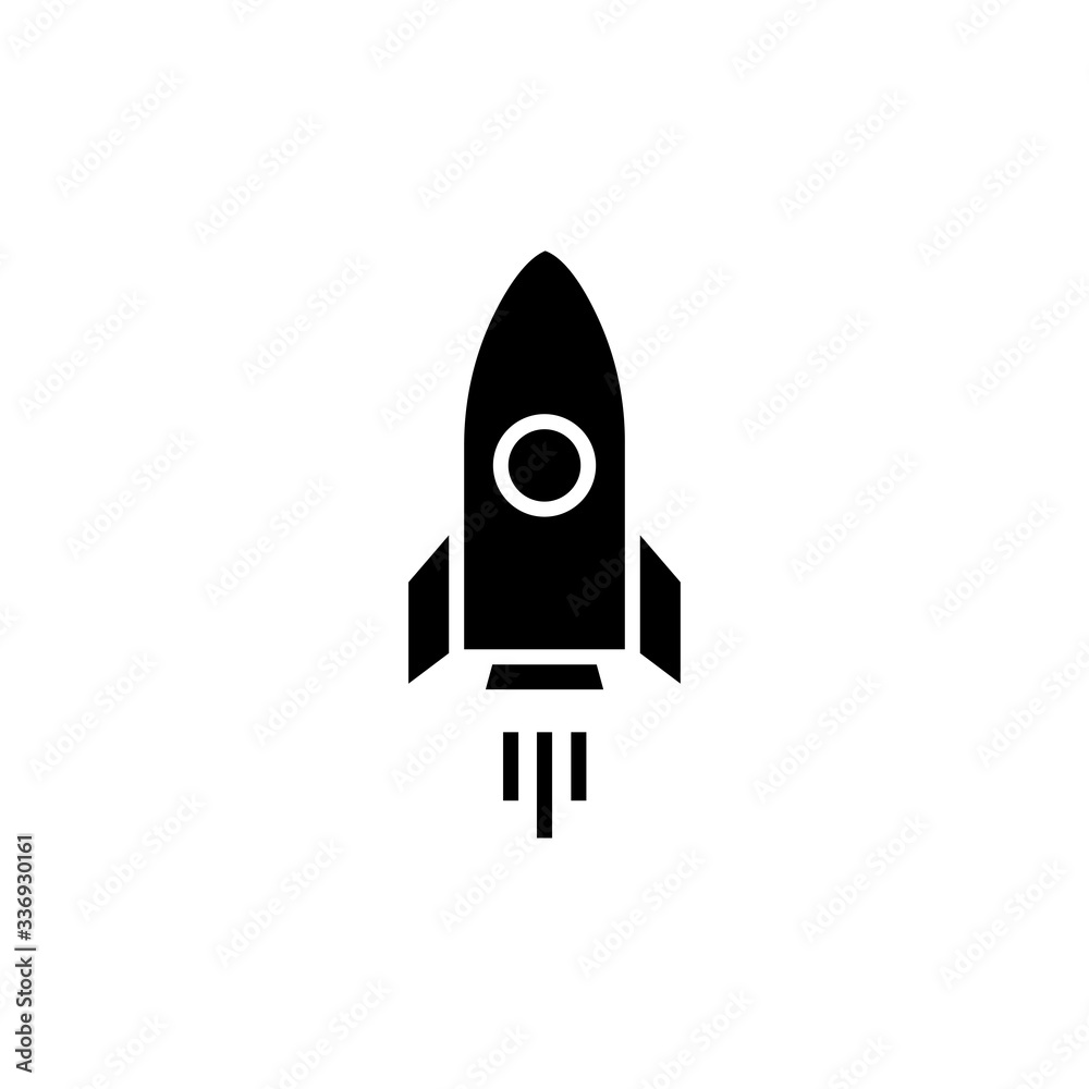 Rocket ship with fire. Vector illustration with flying rocket. Space travel. Project start up sign. Creative idea symbol. Black and white. Rocket ship with fire. Vector illustration with flying rocket. Space travel. Project start up sign. Creative idea symbol. Black and white.
