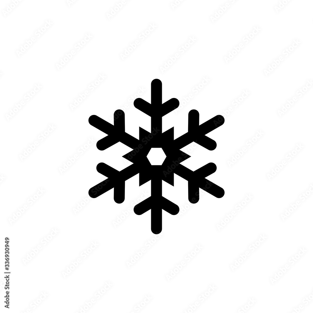 Snowflake icon. Christmas and winter theme. Simple flat black illustration on white background. - Vector Snowflake icon. Christmas and winter theme. Simple flat black illustration on white background. - Vector