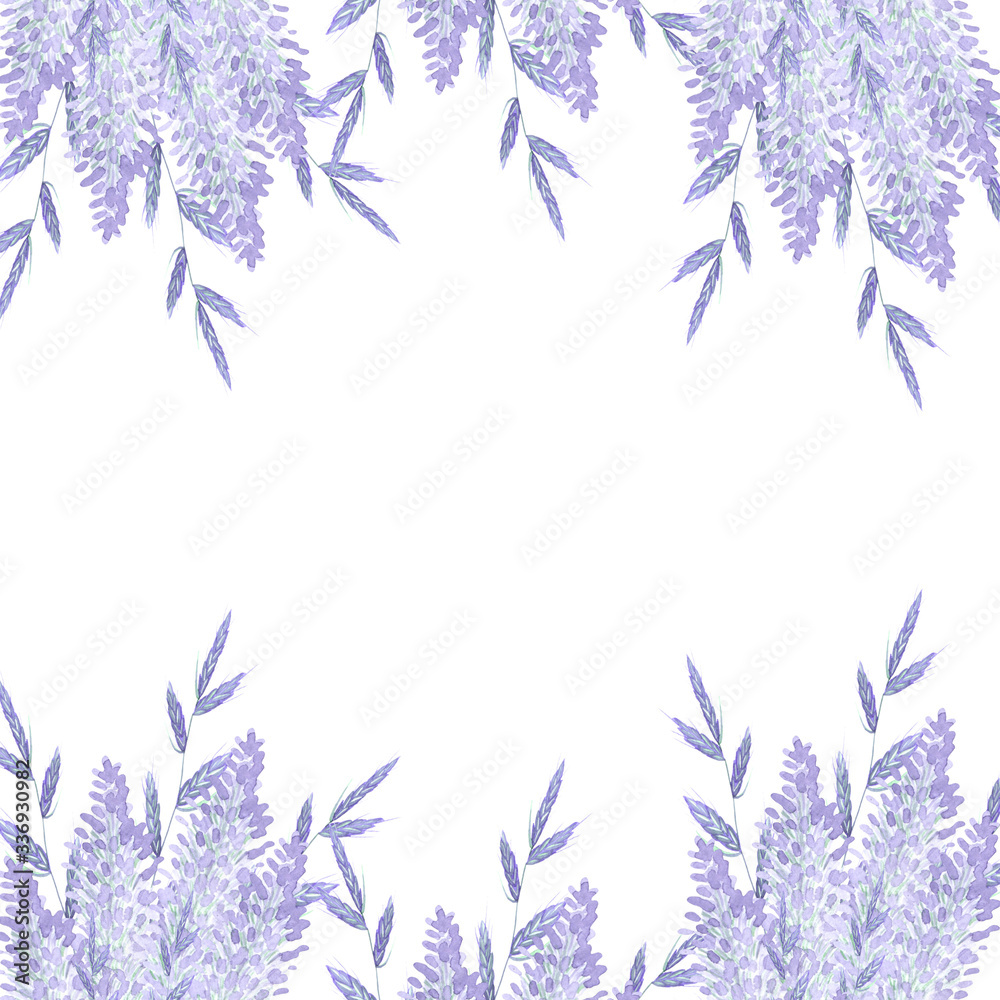 Fototapeta premium Tender watercolor purple lavender background. Great for web sites, cards, invitations and other printing products. Souvenir products, photo albums, digital wallpapers and other creative ideas.
