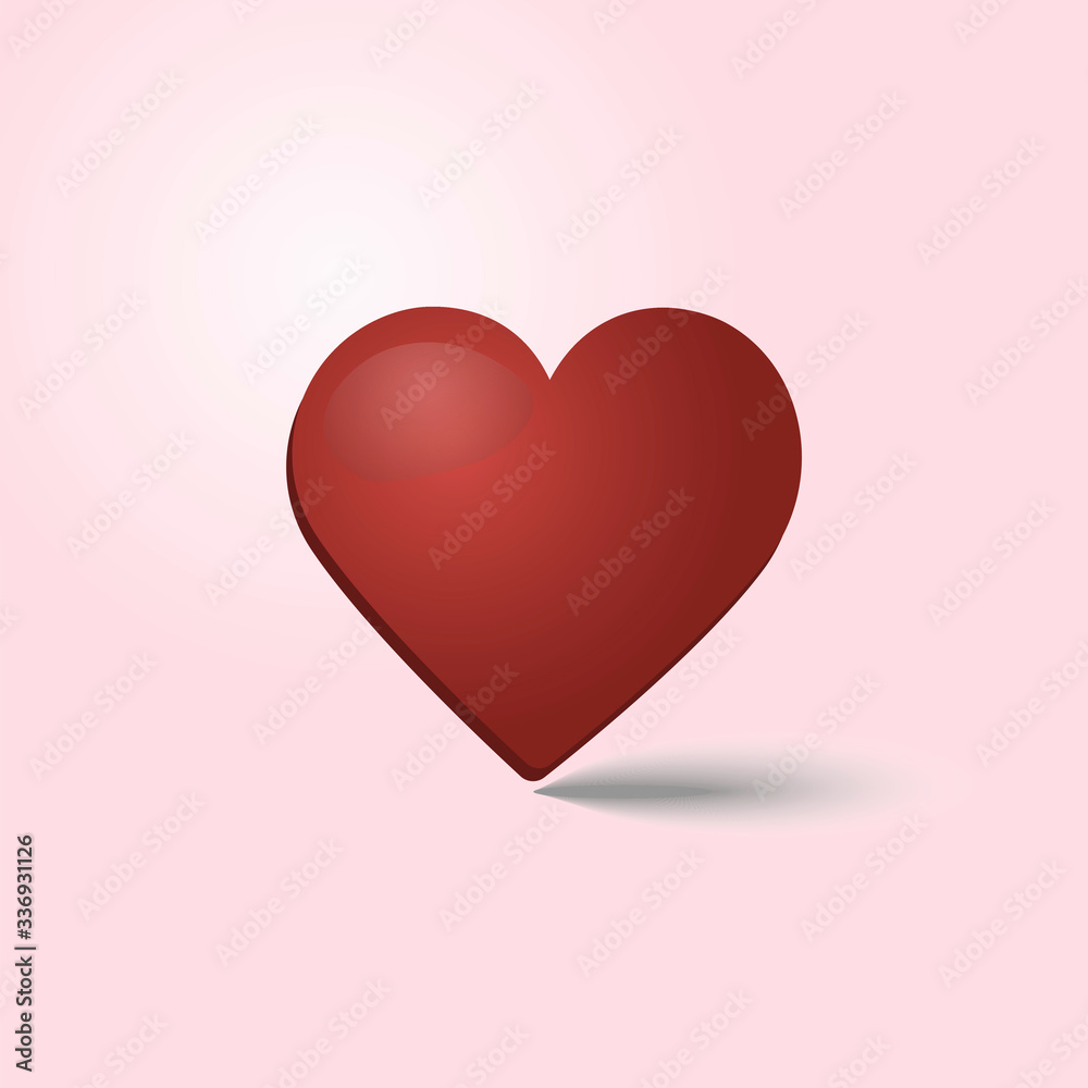 Red heart on a pink background. Vector illustration.