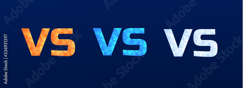 Set of versus logo vs letters in polygonal style orange, blue and white for sports and fight competition. Battle, vs match, game concept competitive vs. eps 10 Vector illustration