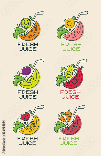 set of logos fresh juice
