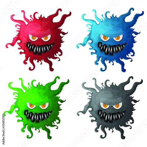 Set of images of coronavirus evil emoticons