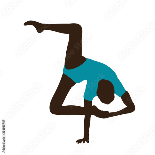 vector, isolated, silhouette in colored clothes gymnast
